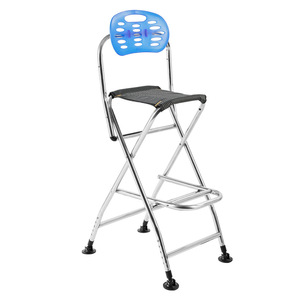 Silla de Pesca Plegable de Acero Inoxidable, Portátil, de Patas Altas, Multifuncional, con Acolchado Grueso para Exteriores - Product Image 4