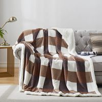 Couverture Sherpa à double motif écossais, épaisse, réversible, en flanelle polaire et velours, chaude, pour lit, canapé et fauteuil