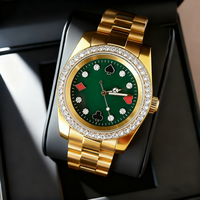 Montre automatique OEM avec logo personnalisé, mouvement japonais NH35, cadran à aiguilles en cristal de saphir, étanche 100 m, pour hommes, avec jeu de cartes