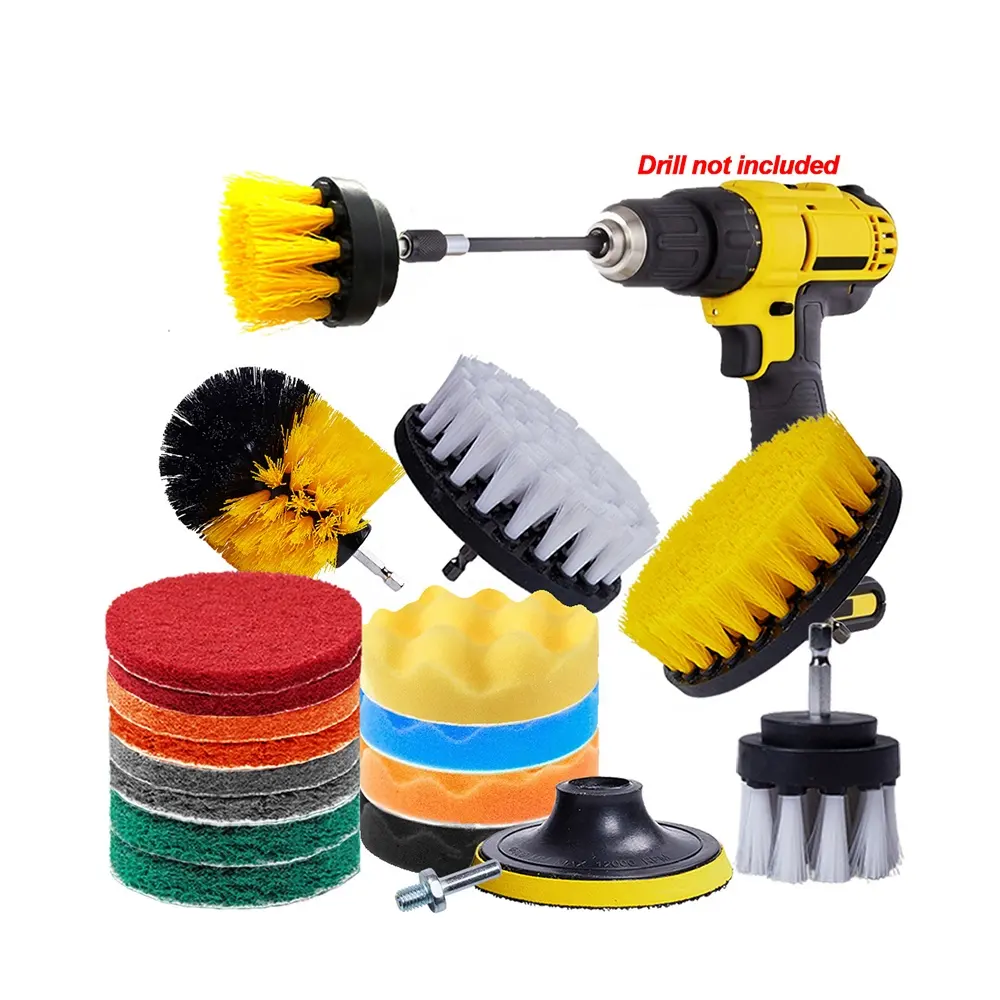 20 Pieces Kitchen Cleaning Bathroom Floor Carpet Drill Brush Power Scrubber Set Drill Cleaning Brush With Extend Long Attachment