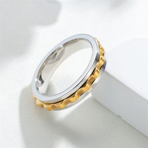 Anillo de Hombre Moderno de 6 mm, Diseño de Moda Europeo y Americano, Engranaje Giratorio Multicolor, Titanio Reductor de Presión - Product Image 2