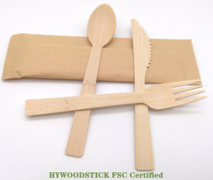 Juego de <span class=keywords><strong>Cubiertos</strong></span> de Bambú Biodegradables Desechables Ecológicos para Fiestas, Cuchillo, Tenedor y Cuchara para Comida para Llevar - Product Image 1