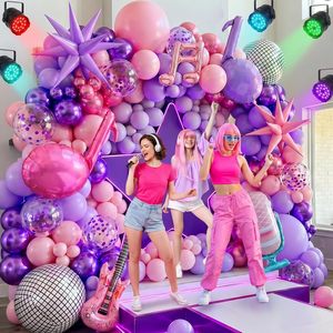 Kit d'arche de ballons d'<span class=keywords><strong>anniversaire</strong></span> K-POP avec ballons en aluminium en forme de note de musique, boule disco et étoile éclatante pour fête sur le thème du film K-pop - Product Image 4