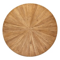 Table à manger ronde avec base en piédestal à cercles concentriques superposés en pin recyclé à motif soleil couchant