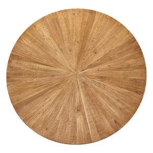 Table à manger ronde avec base en piédestal à cercles concentriques superposés en pin recyclé à motif soleil couchant - Product Image 2