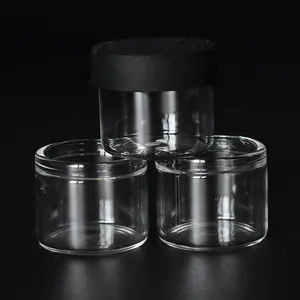 Özelleştirilmiş şeffaf 3ml 5ml 8ml 10ml 12ml 15ml kozmetik cam kavanoz silikon kapak cam kavanoz