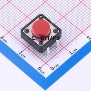 TP11012660 Tactile Switch Through hole Component (THT)-4P,12x12mm Switch Single Pole Single Throw Round Button 2.6N Through Hole - Product Image 1