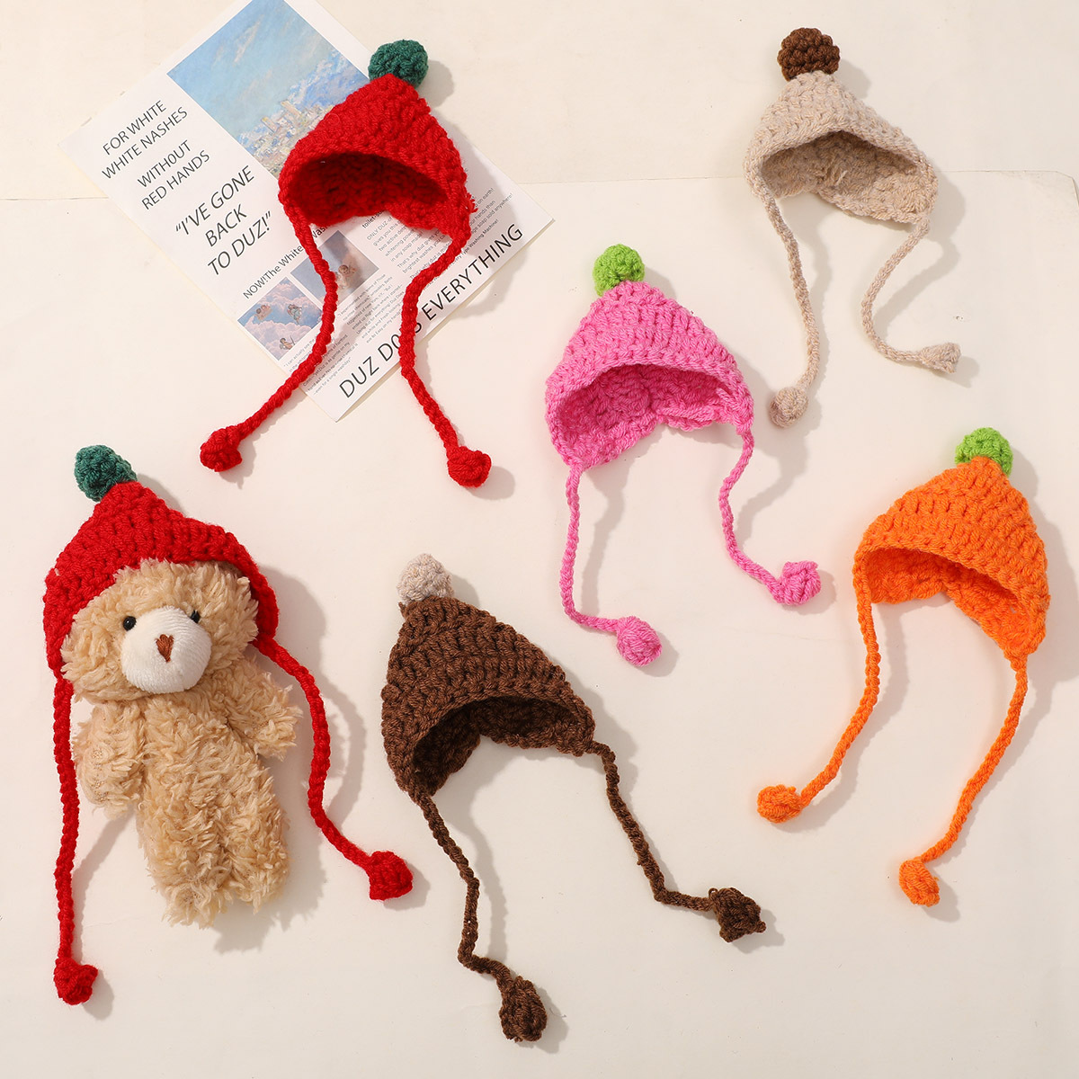 Chapeau Minnie Mouse Fille Au Crochet – Avec Tresses – Multicolore (neuf Sans étiquette)
