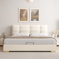 Cadre de lit de rangement XHA moderne et minimaliste en similicuir capitonné, taille King, avec sommier tapissé doux