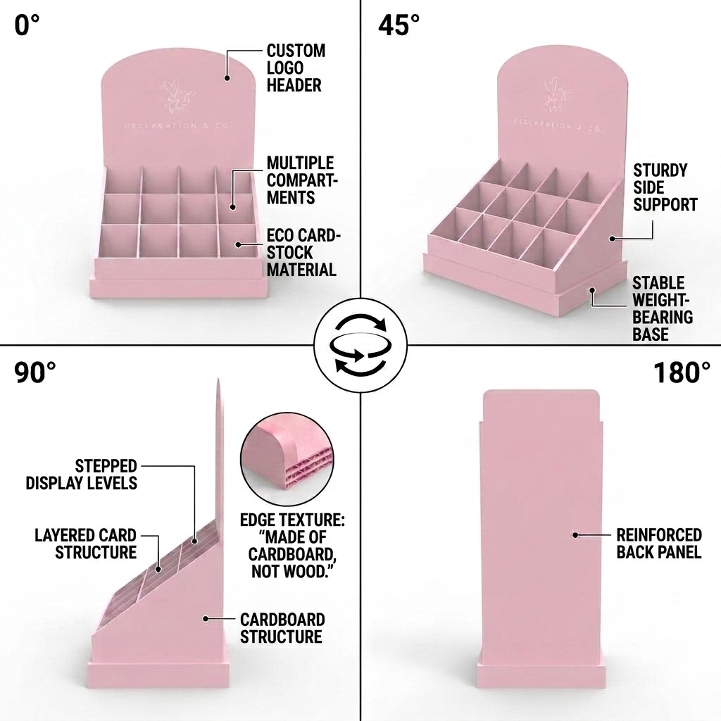Custom Cardboard Countertop Display Stand Retail Counter Organizer Rack for Stickers Lipstick Cosmetics Toys Small Products — view 4