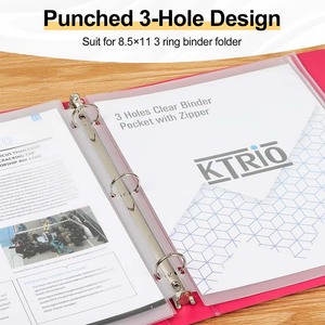 Rõ ràng PVC thư mục lỏng lá Pouch 8-1/2 "x 11 tài liệu lưu trữ nộp hồ sơ túi thư Kích thước 3 lỗ chất kết dính Dây Kéo Túi thư mục - Product Image 3