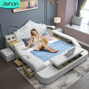 Set furnitur kamar tidur, kepala lembut multifungsi penyimpanan Kecantikan elektrik modern pijat pintar tempat tidur ganda