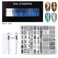 Kit d'estampage de plaques d'art d'ongle, modèle d'ongle personnalisé avec vernis en Gel