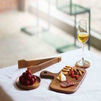 Planche à découper et plateau de petit-déjeuner en bois écologique avec poignée, taille et logo personnalisables, pour accrocher au mur, utilisation en cuisine