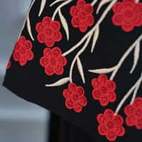 Vêtement Islamique Dubai Musulman Abaya Motifs Floraux Brodés Hijab Abaya Ensemble Noir Abaya Ouverte Pudique Robe Musulmane Femme