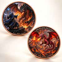 Médaillon Sorcier et Dragon de Feu, Relief 3D Double Face, Pièce Commémorative Électroplaquée en Alliage – Souvenir pour Cadeau d'Anniversaire