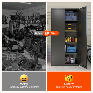 Kim loại nhà để xe lưu trữ nội các kim loại hiện đại nội các tập tin văn phòng đen thép 2 cửa Tủ hồ sơ để lưu trữ - Product Image 3