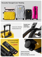 Valise à roulettes 20 pouces en PC, style bagage gaufré, personnalisable, durable, unisexe, pour voyages et excursions