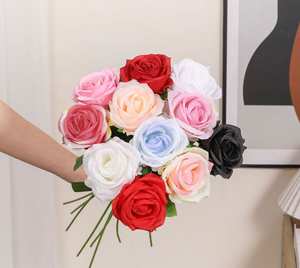 Rosas Artificiales de Seda al por Mayor, Flores de Rosa Rojas de Tacto Real para Decoración de Bodas - Product Image 2