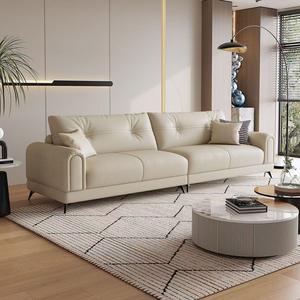 Housse de canapé en cuir avec cadre en bois haut de gamme - Canapé-lit trois places - Remplissage en éponge - Mobilier de salon moderne et luxueux - Appartement/Villa - Product Image 3