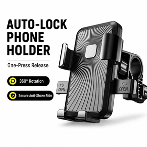 Soporte para Teléfono de Bicicleta/Scooter, Antivibración, Altura Ajustable, Base Giratoria de Plástico ABS, Liberación Rápida con un Solo Toque - Product Image 1