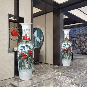 2.2 mètres et 6 pieds de haut peints à la main grands vases de sol en céramique chinoise comme décorations pour la maison, vases en céramique - Product Image 1