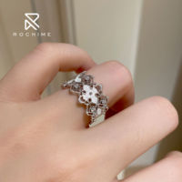 Bague de mariage vintage en dentelle Rochime, argent sterling 925 plaqué rhodium, bijoux en zircone cubique pour femmes