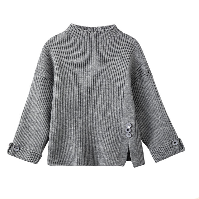 Custom Spring Autumn Knitted Sweater Crew Neck Casual Girls' Sweater