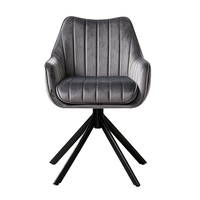 Chaises de salle à manger pivotantes à 360° de style moderne et luxueux pour restaurant, avec accoudoirs capitonnés en velours gris et pieds en métal