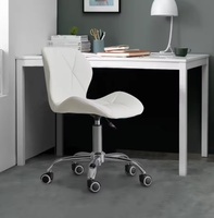Chaise de bureau moderne en similicuir PU noir et rose avec pieds et roulettes chromés, tabouret de bar pivotant pour hôtel et salle à manger