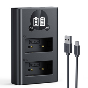 เครื่องชาร์จแบตเตอรี่กล้อง K&F Concept แบบสองช่องเสียบ Type-C ชาร์จเร็ว รุ่น NP-W126 สำหรับกล้อง <span class=keywords><strong>Fujifilm</strong></span> X100vi, X100V, XM5, XE5, XT30II, XT30 - Product Image 1