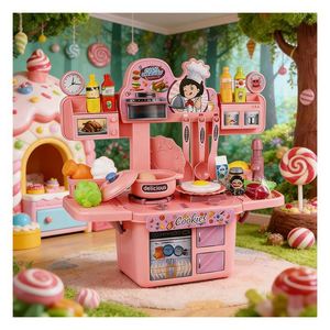 Children Kitchen Cooking Toy Hub Pretend Refrigerator Faucet <b>Drawer</b> Cabinet Utensils Learning Journey Home Cheer - Product Image 3