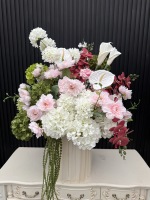 Composition florale de mariage rose et blanche très populaire, chemin de fleurs artificielles en soie pour allée de mariage et décoration d'entrée