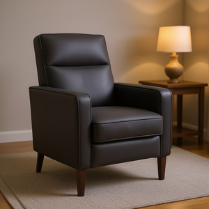 Recliner Chair Faux Leather Manual Reclining Wood Legs Contemporary Style Living Room Furniture - Product Image 2