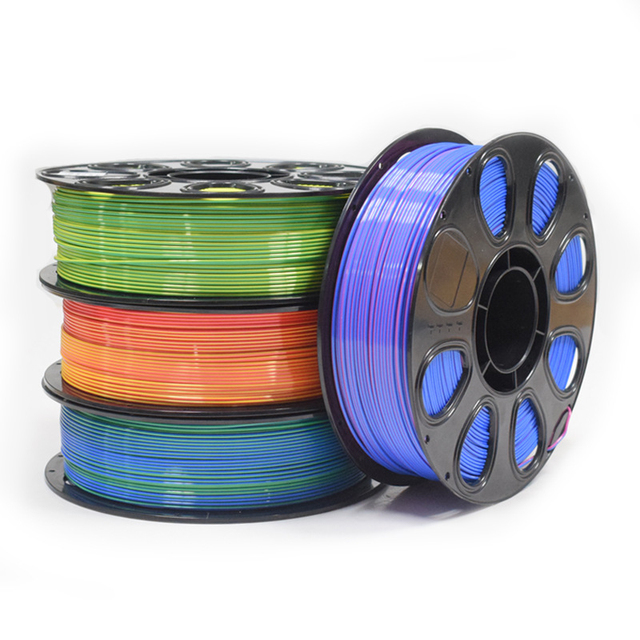 PLA Two Tone Three Color Filament 1.75mm Silk Gradient Shiny 3D Printer Material for Creative Models and Decor