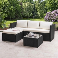 Ensemble de canapé modulaire d'extérieur avec coussins et table basse, mobilier de jardin moderne en rotin PE