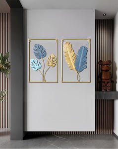 Décoration murale moderne en métal doré en forme de feuille, ornement mural moderne en métal pour la décoration intérieure - Product Image 4