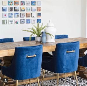 Silla de comedor moderna de lujo, muebles italianos de Hotel, tapizados en tela <span class=keywords><strong>americana</strong></span> de <span class=keywords><strong>terciopelo</strong></span> con parte trasera insertada, Estilo Vintage - Product Image 3
