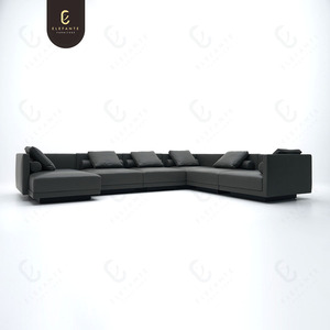 Tối giản sang trọng trong nhà sofa cắt hiện đại cao cấp 6 chỗ ngồi góc <span class=keywords><strong>l</strong></span>ớn đi văng <span class=keywords><strong>L</strong></span> hình dạng sợi nhỏ da Modular sofa bộ - Product Image 2