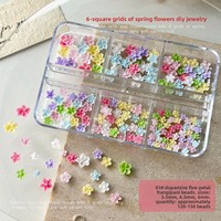 Décorations d'ongles 3D à 6 grilles, fleurs colorées, tulipes à cinq pétales, tournesols en strass – Best-seller transfrontalier