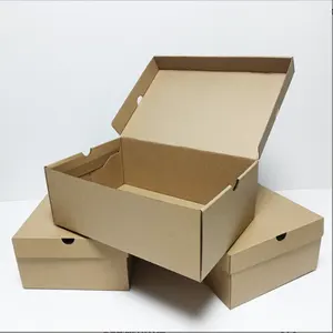 Customizable Logo Extra Hard Kraft Paper Flip-Top Shoe Box Recyclable Storage Packaging for Shoes