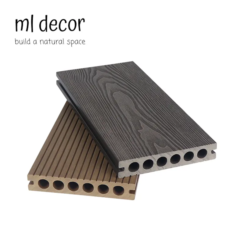 Fácil de instalar, nueva tecnología, suelo de textura de madera y plástico, tablero de cubierta compuesto de WPC en relieve 3D