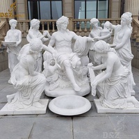 Art sur mesure sculpté grandeur nature chiffres romains grecs en marbre blanc naturel décor de jardin dieu Apollon Statue de bain à vendre