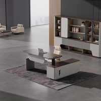 Bureau de direction électrique moderne de luxe réglable en hauteur avec tiroir de rangement – Mobilier de bureau pour dirigeants