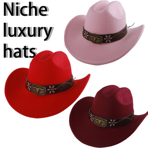 Sombrero de Vaquero para Mujer, Accesorio de Moda, Poliéster, Cálido, Resistente al Viento, Protección Solar, Diseño Original Primavera 2024, Copa Cónica - Product Image 3