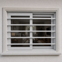 Fenêtre coulissante double vitrage UPVC avec verre teinté noir, grille de sécurité en aluminium et moustiquaire – Vente en gros