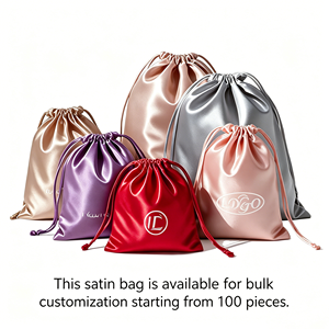 Mutil Size Fashionable Silk Drawstring Storage Bag Small Minimalist Jewelry Pouch Elegant Gift Packaging Beige <b>Satin</b> Dust Cover - Product Image 5