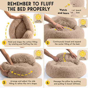 Venta al por mayor cama extra grande para perro de donut impermeable y lavable mejor piel sintética extraíble felpa suave espuma de seguridad patrón animal - Product Image 5