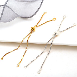 18K Gold Plated Box Chain Adjustable Extension With Silicone Bead For DIY Jewelry Making Elasticity Chain Component - Product Image 3