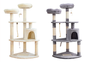 منازل وحدائق-قلعة السيزال, قلعة السيزال الحديثة كبيرة الحجم للتسلق خدوش حيوانات أليفة أثاث للشقق الخشبية برج شجرة القط - Product Image 4